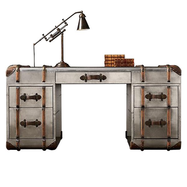 Стол RH Richards metal trunk Desks Алюминий Коричневый винтаж Стол RH Richards metal trunk Desks Алюминий Коричневый винтаж в Орле | Loft Concept