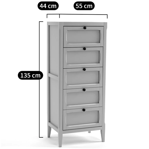 Комод узкий с 5-ю ящиками серый Silva Grey Chest of Drawers Комод узкий с 5-ю ящиками серый Silva Grey Chest of Drawers в Орле