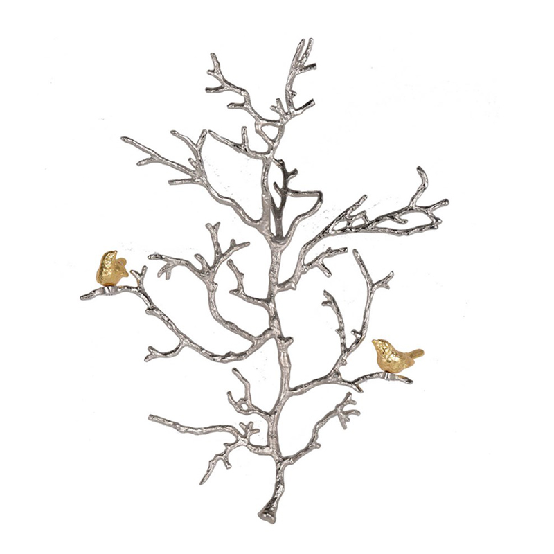 Настенный декор Tree Branch & Bird Золотой Сатиновое Серебро Настенный декор Tree Branch & Bird Золотой Сатиновое Серебро в Орле | Loft Concept