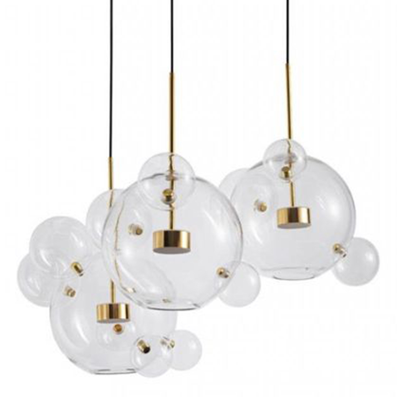 Светодиодный светильник Giopato & Coombes Bubble Chandelier Gold Circle 3 плафона Белый Золотой Прозрачное Стекло Светодиодный светильник Giopato & Coombes Bubble Chandelier Gold Circle 3 плафона Белый Золотой Прозрачное Стекло в Орле | Loft Concept