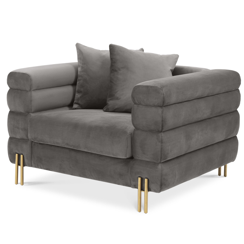 Кресло Eichholtz Chair York grey Серый Латунь Кресло Eichholtz Chair York grey Серый Латунь в Орле | Loft Concept