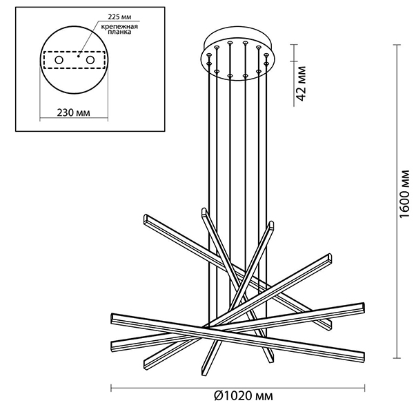 Люстра Rolf Six Black Lines Chandelier Люстра Rolf Six Black Lines Chandelier в Орле