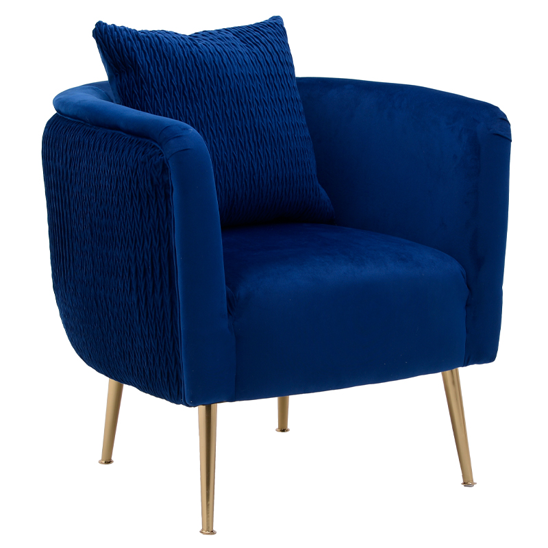 Кресло Yvette Armchair Blue Синий Глянцевое золото Кресло Yvette Armchair Blue Синий Глянцевое золото в Орле | Loft Concept
