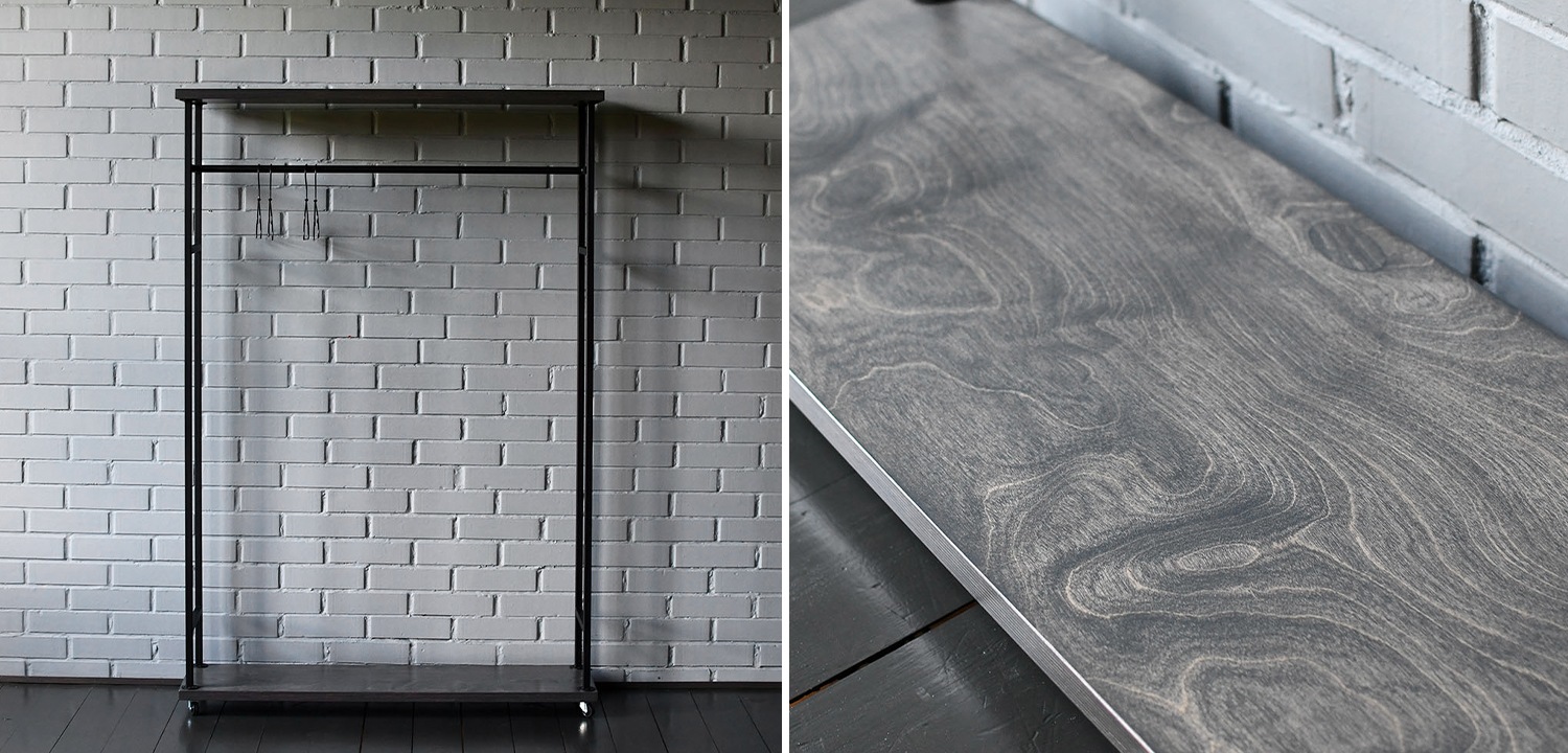 Рейл Lowery Grey Industrial Metal Rust Clothes Rail - фото