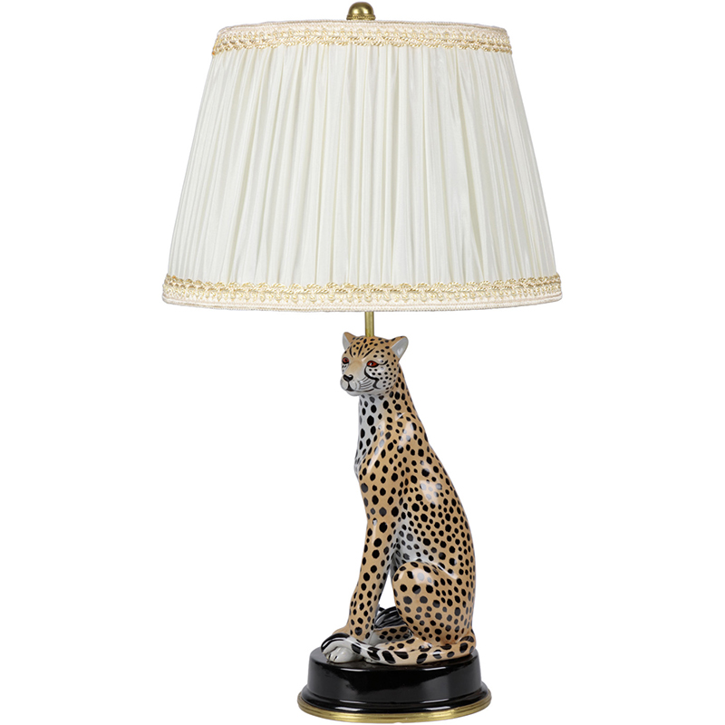 Настольная лампа с абажуром Leopard Table Lamp Кремовый Коричневый Черный в Орле | Loft Concept 