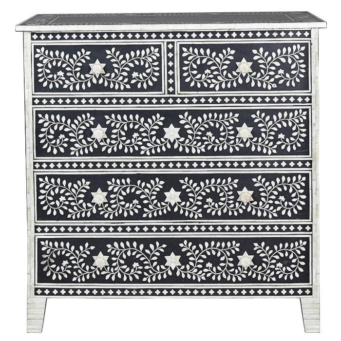 Комод Inlaid Bone Stars Белый Черный Комод Inlaid Bone Stars Белый Черный в Орле | Loft Concept