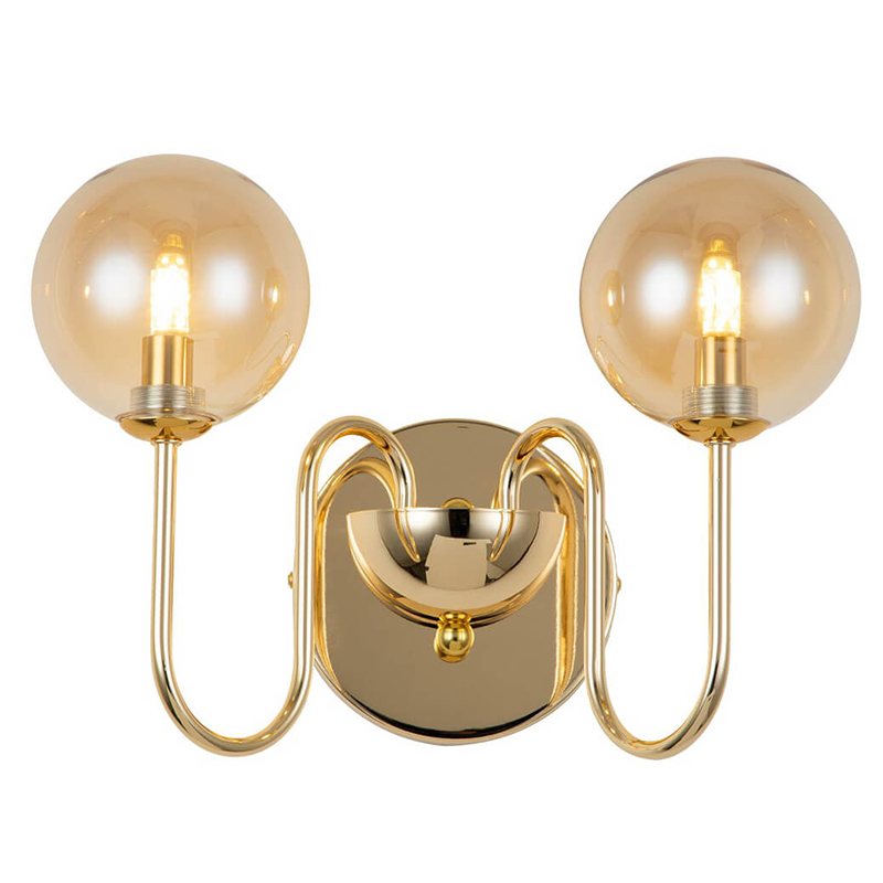 Бра Sheiry Glass Ball Wall Lamp Глянцевое золото Янтарный Бра Sheiry Glass Ball Wall Lamp Глянцевое золото Янтарный в Орле | Loft Concept