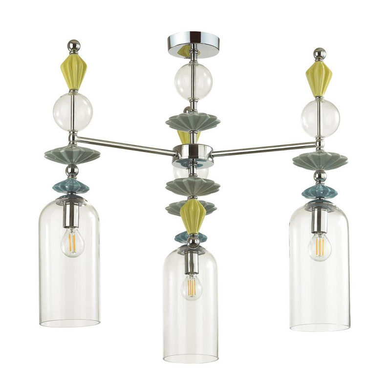Люстра Iris Glass Chandelier candy 3 chrome Прозрачное Стекло Прозрачный зеленый Желтый Хром Люстра Iris Glass Chandelier candy 3 chrome Прозрачное Стекло Прозрачный зеленый Желтый Хром в Орле | Loft Concept