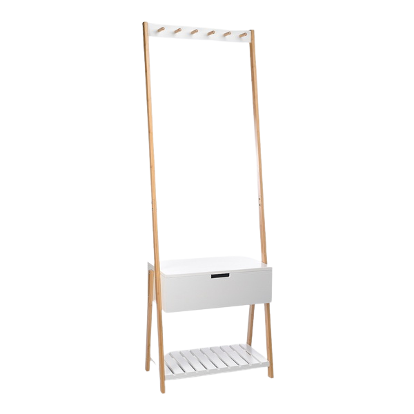 Вешалка для прихожей Сканди White & Beige Bamboo Белый Бежевый Вешалка для прихожей Сканди White & Beige Bamboo Белый Бежевый в Орле | Loft Concept