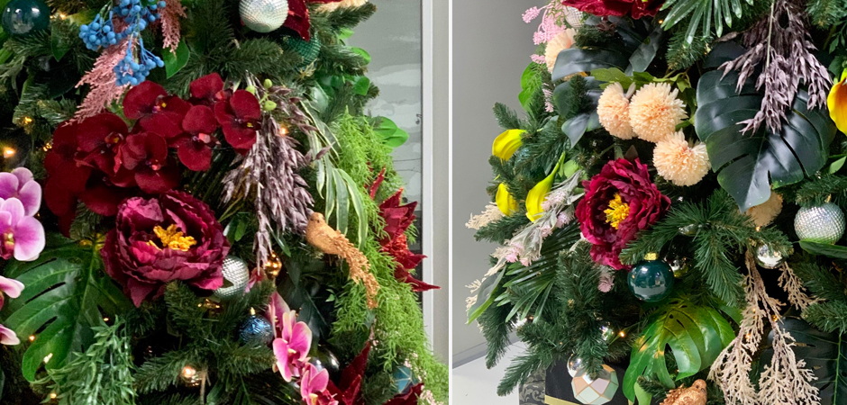 Ель Дизайнерская украшенная тропическими Цветами Christmas tree Tropical Flowers Ель Дизайнерская украшенная тропическими Цветами Christmas tree Tropical Flowers - Loft-Concept в Орле