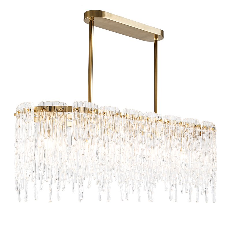 Люстра Cold Heart Chandelier Rectangle Золотой Прозрачное Стекло в Орле | Loft Concept 