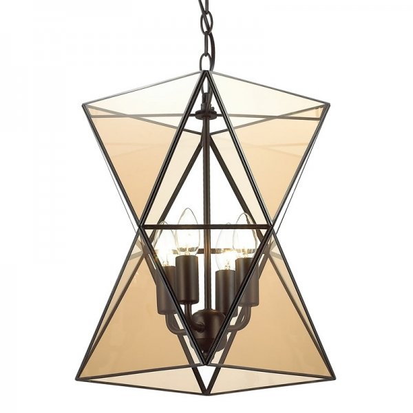 Люстра PolyPyramid Glass Pendant 4 Cognac Прозрачный Люстра PolyPyramid Glass Pendant 4 Cognac Прозрачный в Орле | Loft Concept