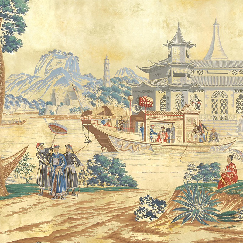 Обои ручная роспись Procession Chinoise Special Colourway on Warm Gold gilded paper Обои ручная роспись Procession Chinoise Special Colourway on Warm Gold gilded paper в Орле | Loft Concept