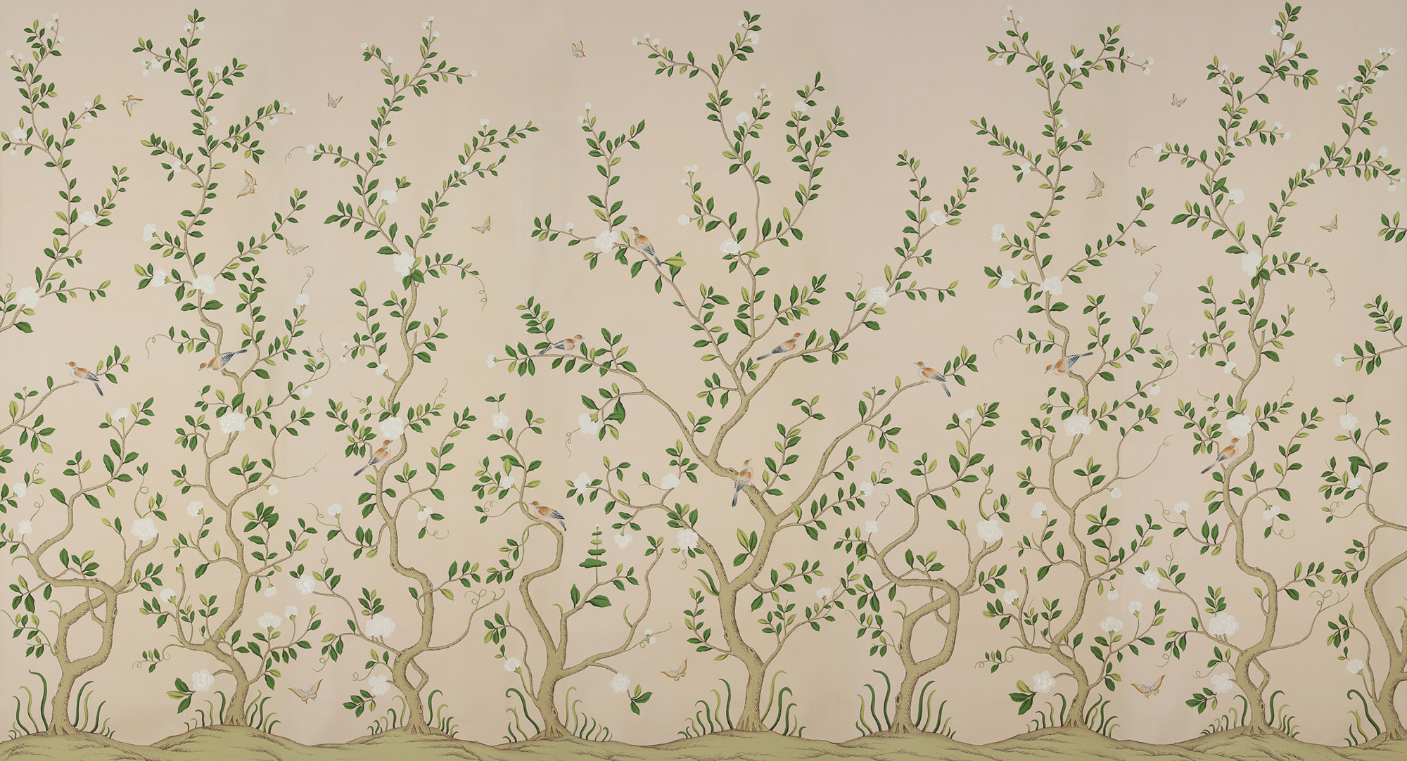 Обои ручная роспись Gustavian Garden Spring on Gentleman's Pink dyed paper Обои ручная роспись Gustavian Garden Spring on Gentleman's Pink dyed paper - постер Loft-Concept в Орле