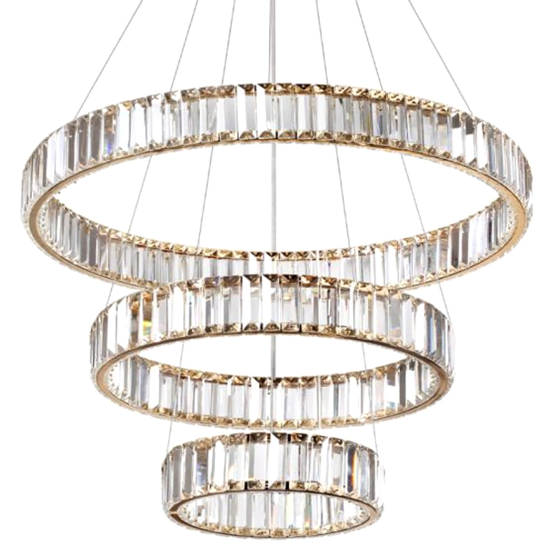 Люстра Хрустальная Ring Horizontal 3 кольца Золотой Прозрачный Люстра Хрустальная Ring Horizontal 3 кольца Золотой Прозрачный в Орле | Loft Concept