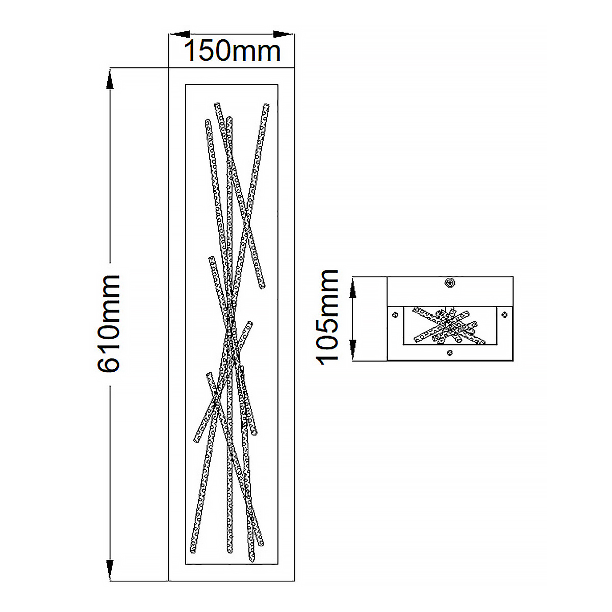 Бра в прямоугольной черной рамке с декором в виде ветвей в золотой отделке Hinkley в Орле