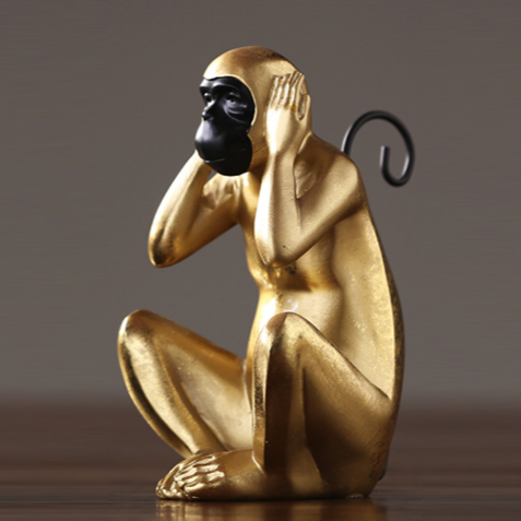 Статуэтка Monkey dont hear Глянцевое золото Статуэтка Monkey dont hear Глянцевое золото в Орле | Loft Concept