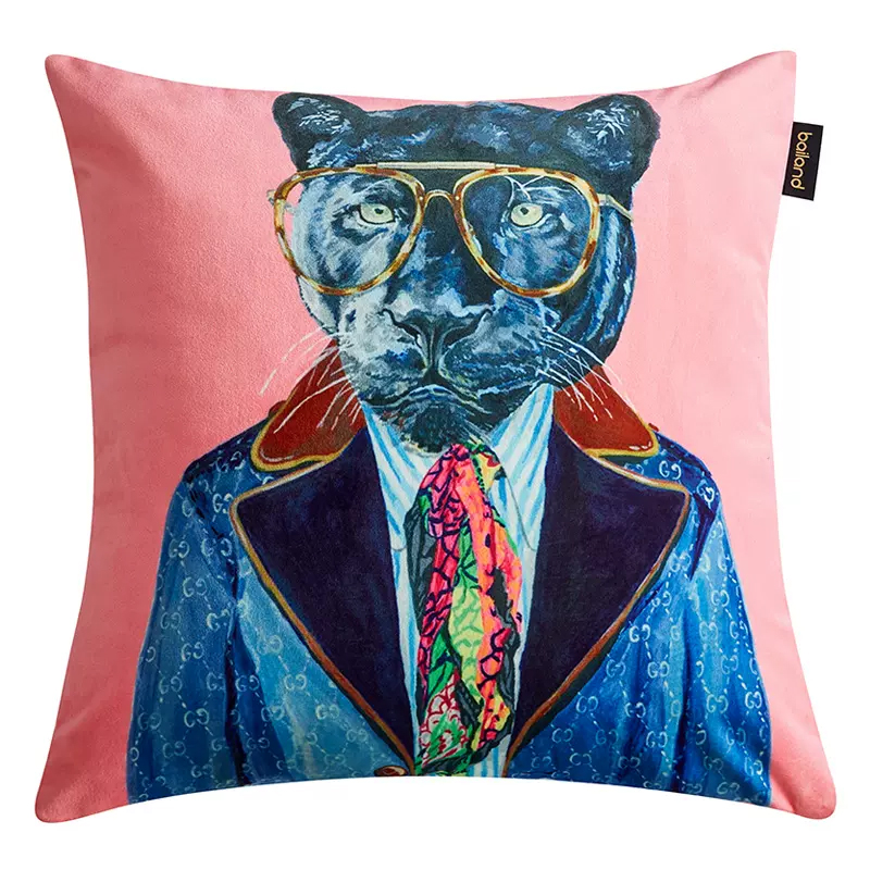 Декоративная подушка Стиль Gucci Panther Fashion Animals Cushion Pink Розовый Синий Мульти Декоративная подушка Стиль Gucci Panther Fashion Animals Cushion Pink Розовый Синий Мульти в Орле | Loft Concept