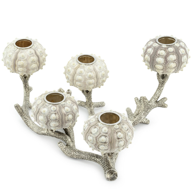 Подсвечник CANDLEHOLDER SEAURCHIN X5 Бежево-серый Серебряный Подсвечник CANDLEHOLDER SEAURCHIN X5 Бежево-серый Серебряный в Орле | Loft Concept
