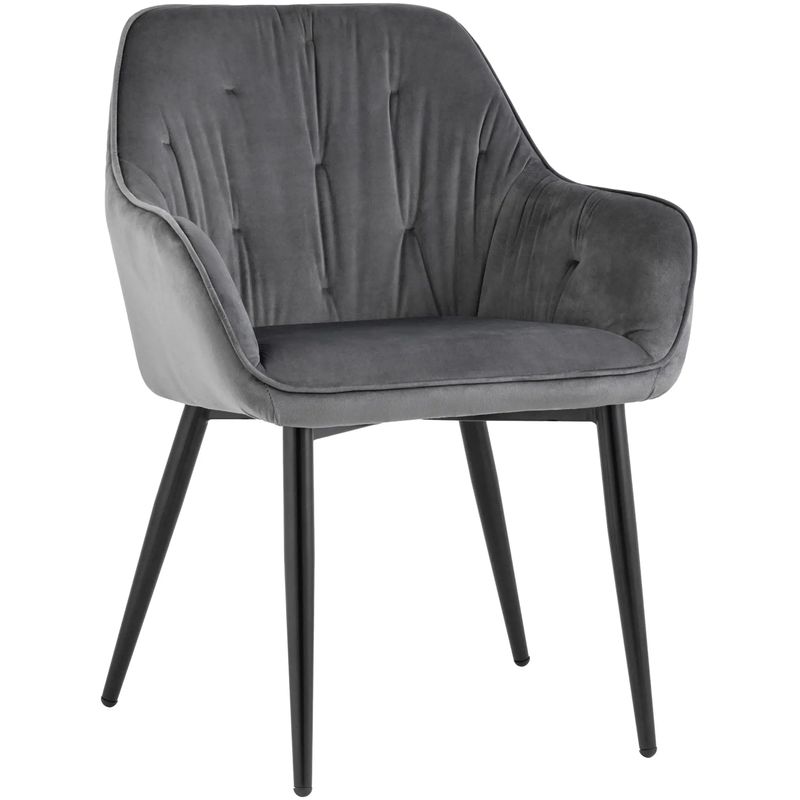Стул CHANTAL Chair капитоне Серый Велюр Серый Черный Стул CHANTAL Chair капитоне Серый Велюр Серый Черный в Орле | Loft Concept