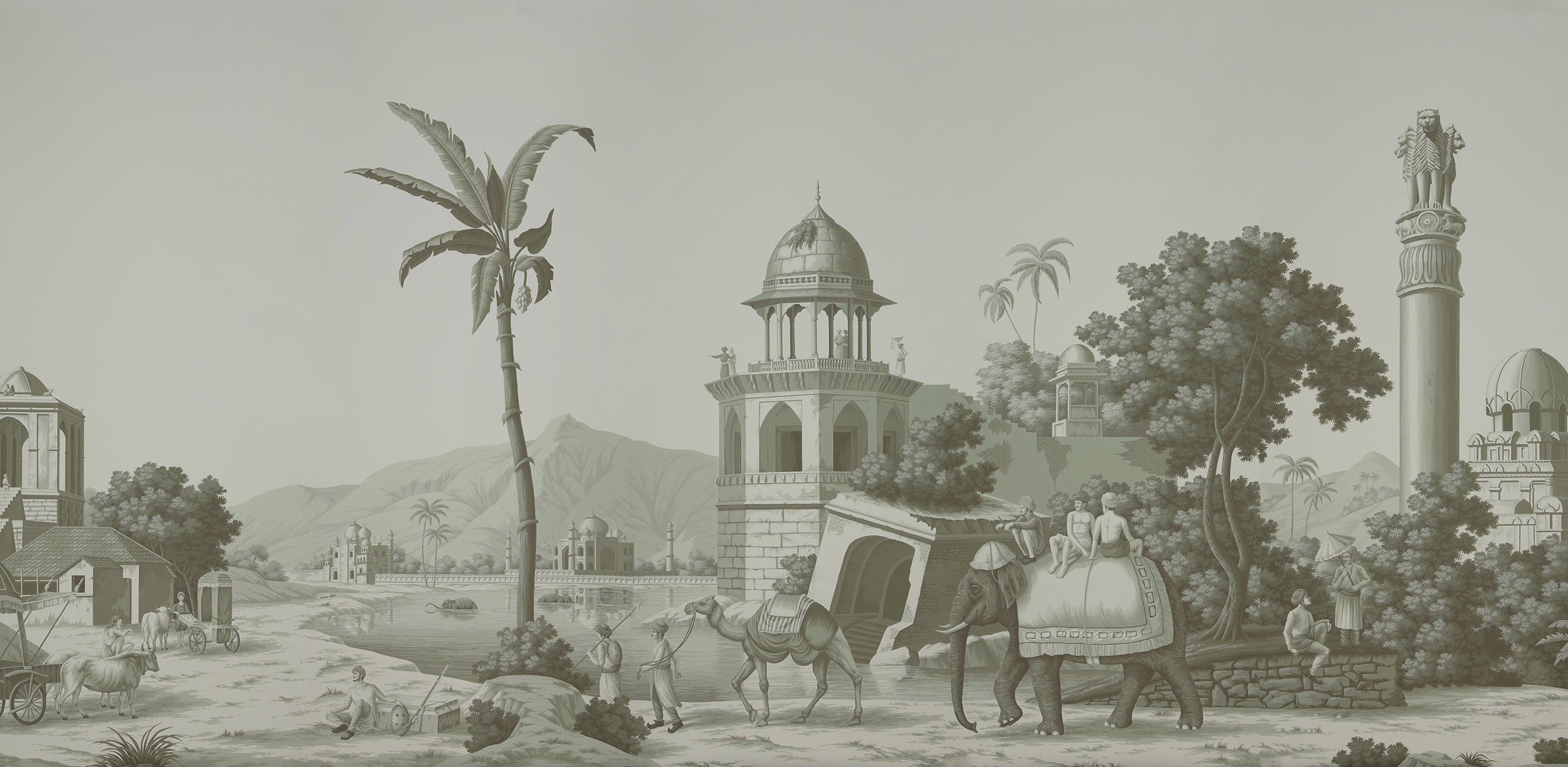 Обои ручная роспись Early Views of India Crystal Grey on scenic paper Обои ручная роспись Early Views of India Crystal Grey on scenic paper - постер Loft-Concept в Орле