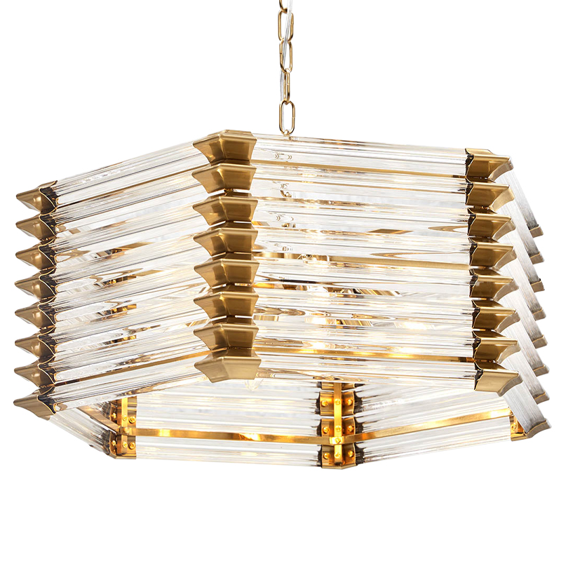 Люстра стеклянная Hexagon Tadesse Glass Chandelier Прозрачное Стекло Золотой в Орле | Loft Concept 