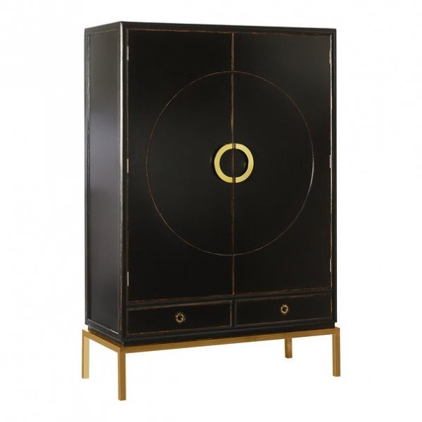 Шкаф China Rack Black Черный Золотой Шкаф China Rack Black Черный Золотой в Орле | Loft Concept