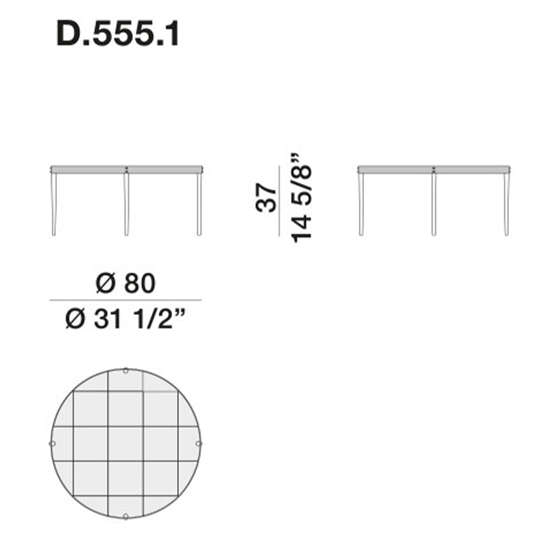 Дизайнерский круглый кофейный стол со стеклянной столешницей Gio Ponti D.555.1 Coffee Table в Орле