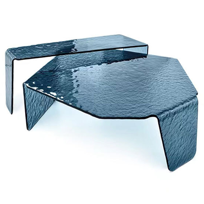 Комплект кофейных столиков Water Surface Glass Coffee Tables Синий Комплект кофейных столиков Water Surface Glass Coffee Tables Синий в Орле | Loft Concept