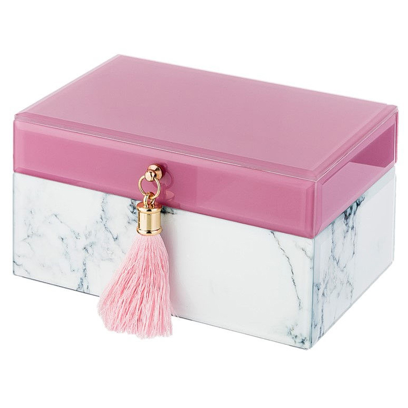 Шкатулка Pink Glass Imitation Marble Box Розовый Белый Шкатулка Pink Glass Imitation Marble Box Розовый Белый в Орле | Loft Concept