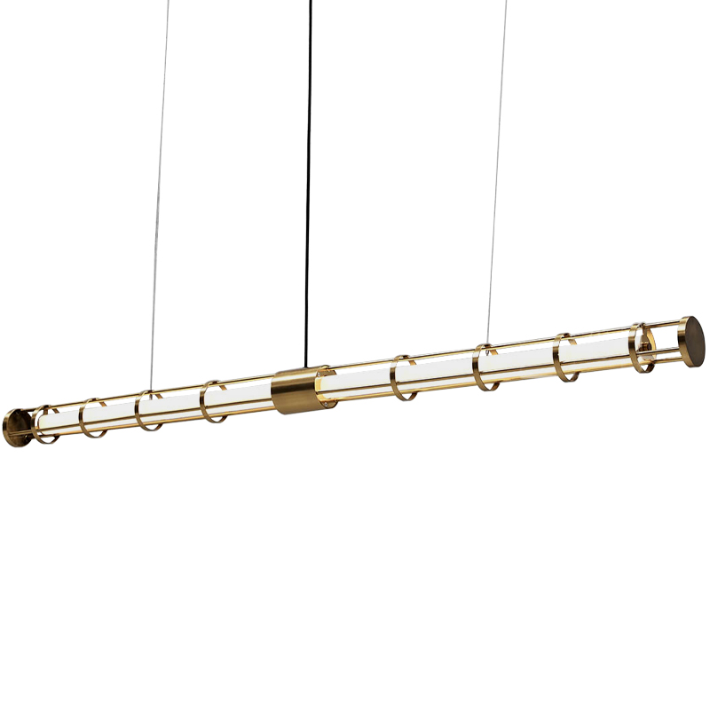 Линейный подвесной светильник Awais Rigs Linear Hanging Lamp Золотой Белый Линейный подвесной светильник Awais Rigs Linear Hanging Lamp Золотой Белый в Орле | Loft Concept