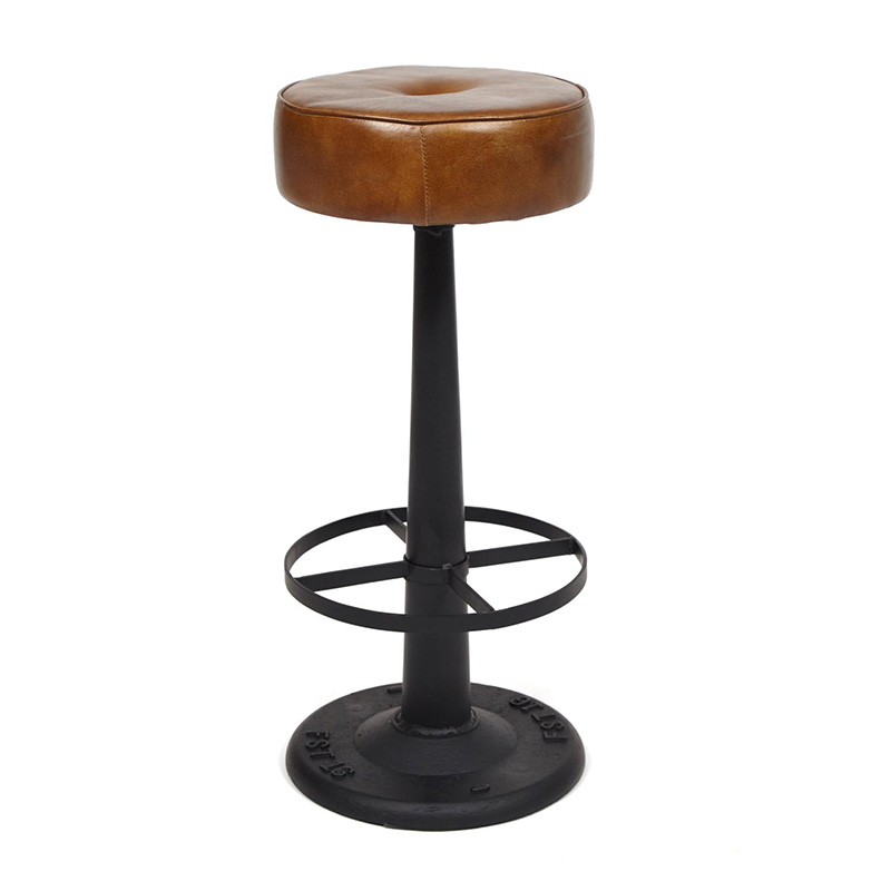 Барный стул Industrial leather bar stool Коричневый Черный Барный стул Industrial leather bar stool Коричневый Черный в Орле | Loft Concept