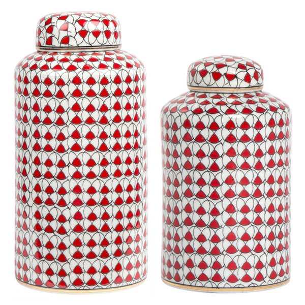 Декоративный сосуд Red ornament Красный Белый Декоративный сосуд Red ornament Красный Белый в Орле | Loft Concept