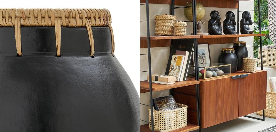 Ваза Ceramic Vase & Rattan D17 Ваза Ceramic Vase & Rattan D17 - Loft-Concept в Орле