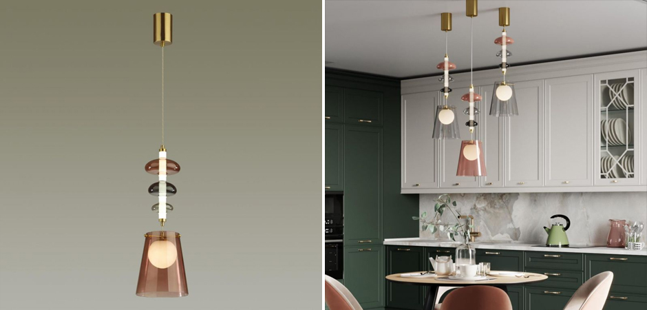 Подвесной светильник Contemporan Pink с цветным стеклом Подвесной светильник Contemporan Pink с цветным стеклом - Loft-Concept в Орле