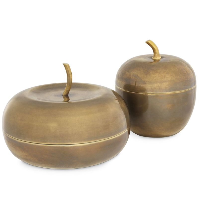 Комплект шкатулок Eichholtz Box Apple Set of 2 brass Винтажная латунь в Орле | Loft Concept 