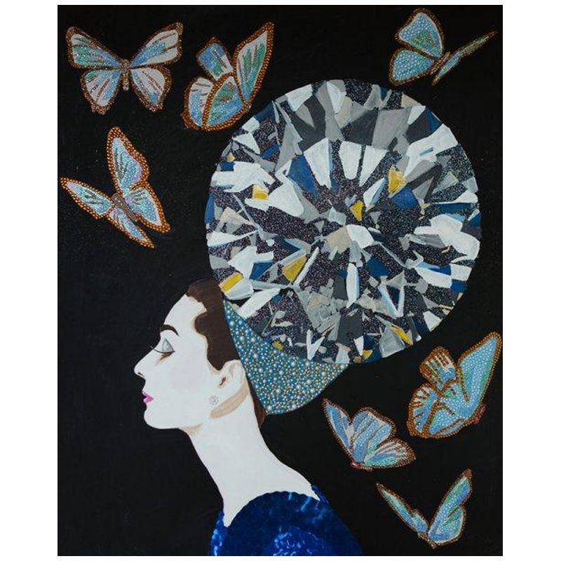 Картина Audrey with Diamond Headdress, Butterflies, and Black Background Мульти Картина Audrey with Diamond Headdress, Butterflies, and Black Background Мульти в Орле | Loft Concept