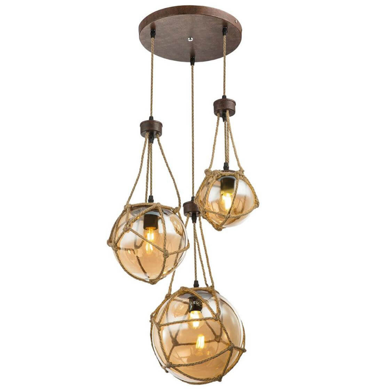 Светильник LOFT ROPE Three Balls Черный Коричневый Светильник LOFT ROPE Three Balls Черный Коричневый в Орле | Loft Concept