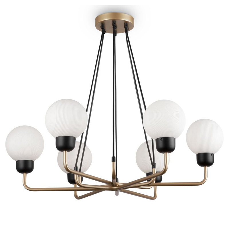 Люстра Andresa Chandelier 6 Balls Золотой Белое матовое стекло Люстра Andresa Chandelier 6 Balls Золотой Белое матовое стекло в Орле | Loft Concept