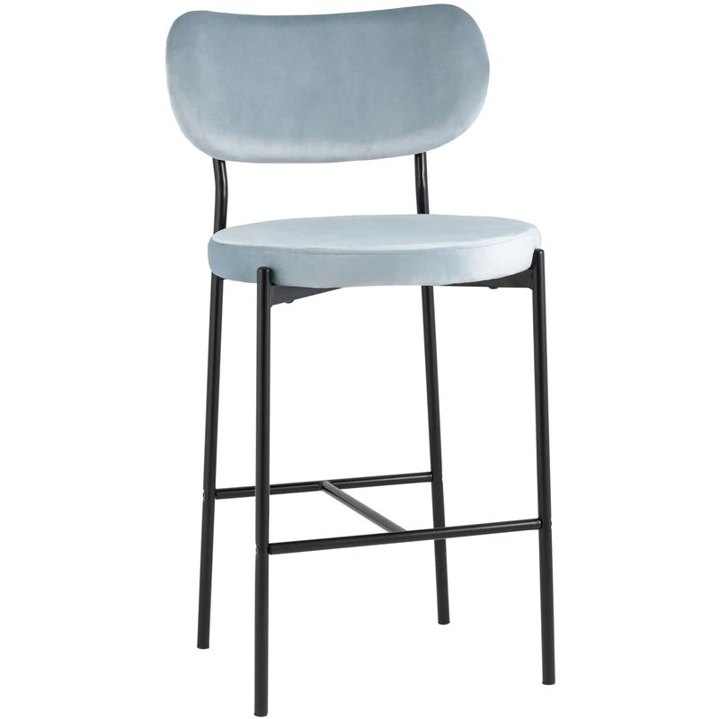 Барный Стул Alfie Chair Черные ножки Голубой Велюр Голубой Черный в Орле | Loft Concept 