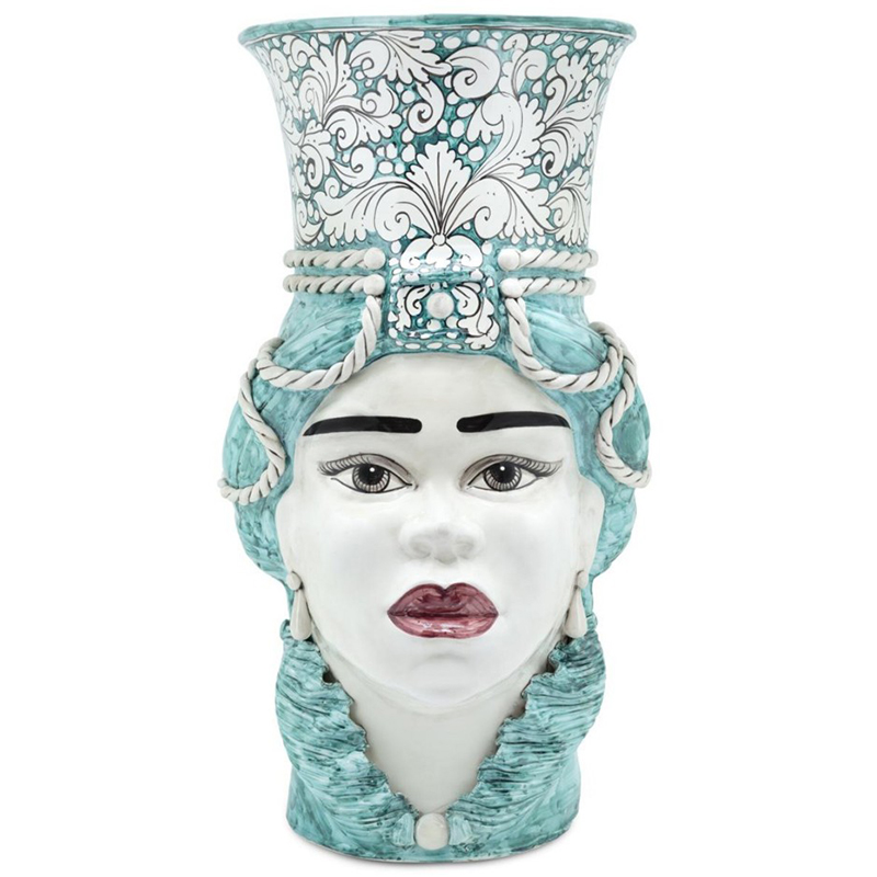 Ваза Vase Moro Lady Giant Ornate Malachite Бирюзовый Белый в Орле | Loft Concept 