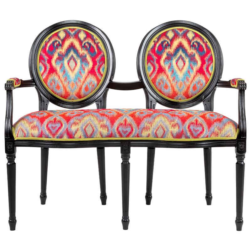 Диванетка Ikat Pattern Черная Черный Красный Мульти Диванетка Ikat Pattern Черная Черный Красный Мульти в Орле | Loft Concept