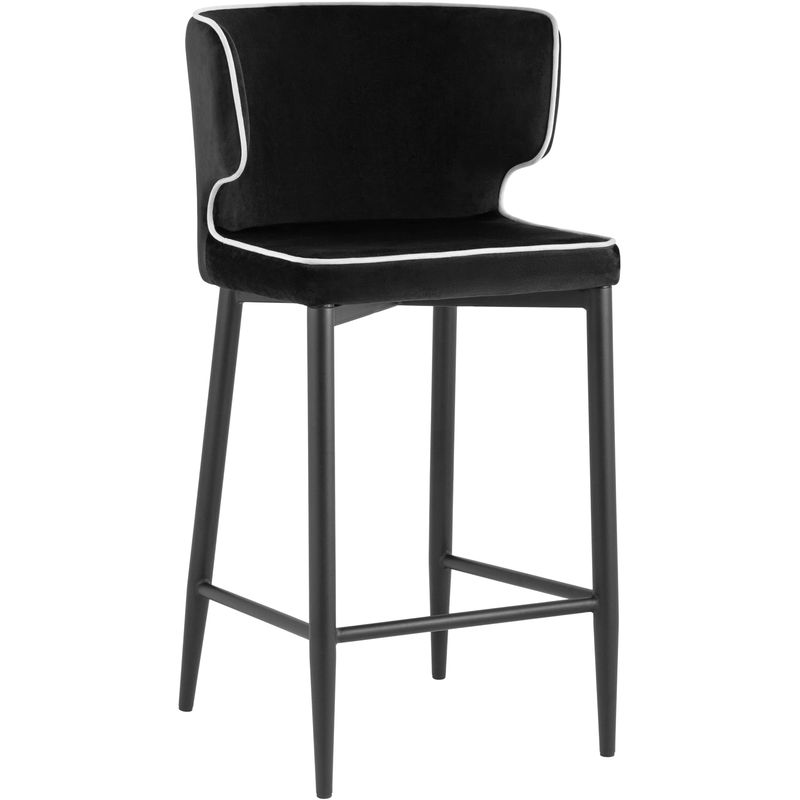 Стул Полубарный Chair посадка 65 см Черный Велюр с Белым кантом Черный Белый Стул Полубарный Chair посадка 65 см Черный Велюр с Белым кантом Черный Белый в Орле | Loft Concept