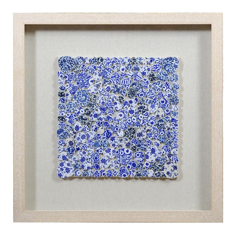 Панно Blue and White Mosaic square Белый Синий Бежевый Панно Blue and White Mosaic square Белый Синий Бежевый в Орле | Loft Concept