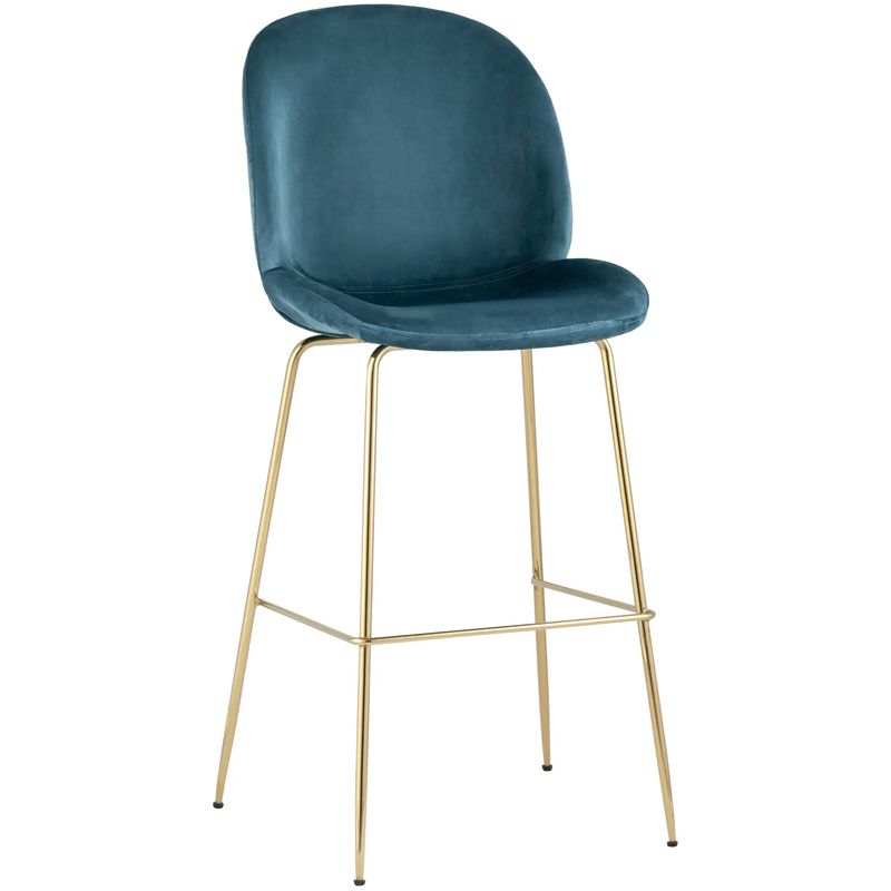 Барный Стул Синий Велюр Vendramin Chair Синий Золотой в Орле | Loft Concept 