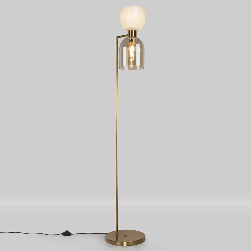 Торшер Light maker studio white and smok brass Латунь Стекло Смок Белый в Орле | Loft Concept 