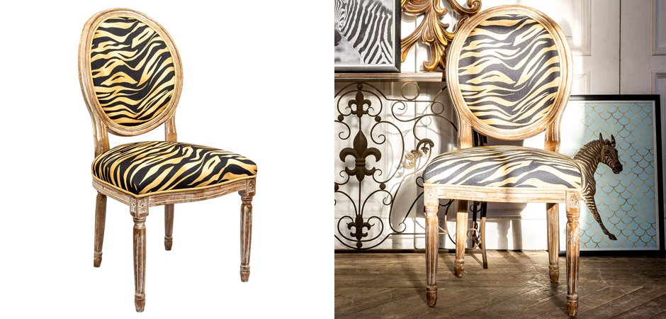 Стул с принтом Зебра Wild animals Black Стул с принтом Зебра Wild animals Black - Loft-Concept в Орле
