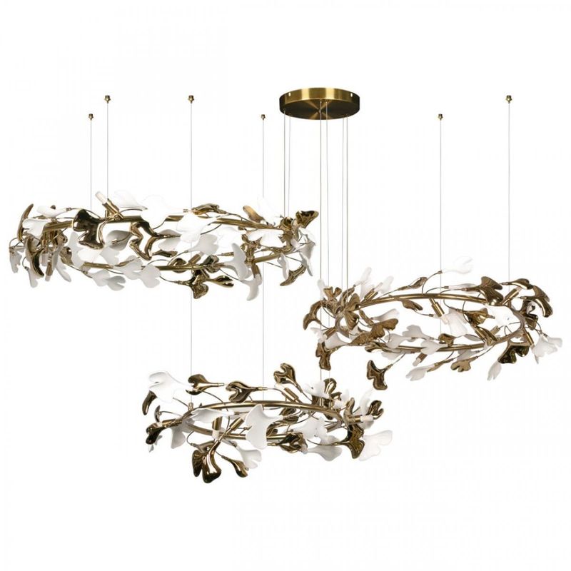 Люстра Триптих Wintery flover Gold с Белыми плафонами Золотой Белый Люстра Триптих Wintery flover Gold с Белыми плафонами Золотой Белый в Орле | Loft Concept