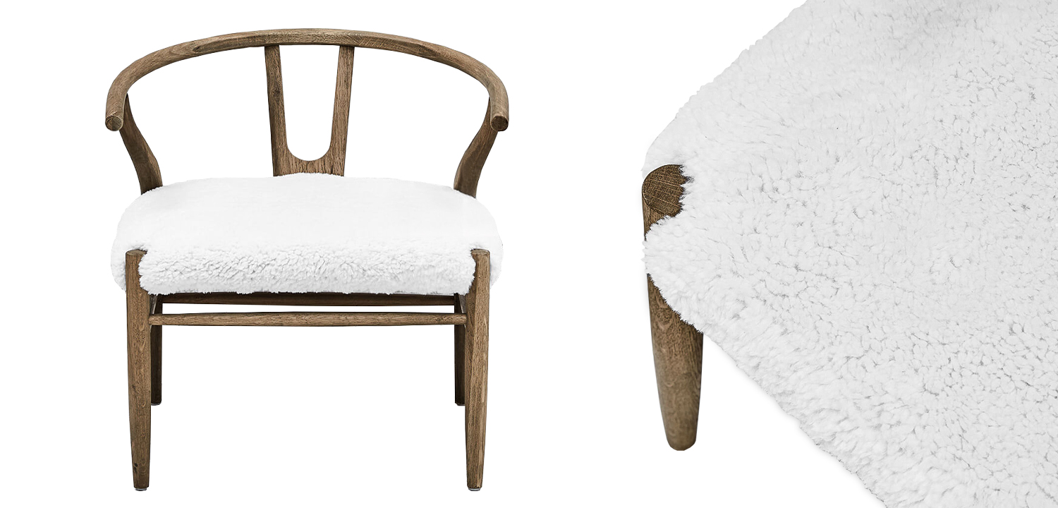 Стул Wishbone Faux Fur Stool - фото
