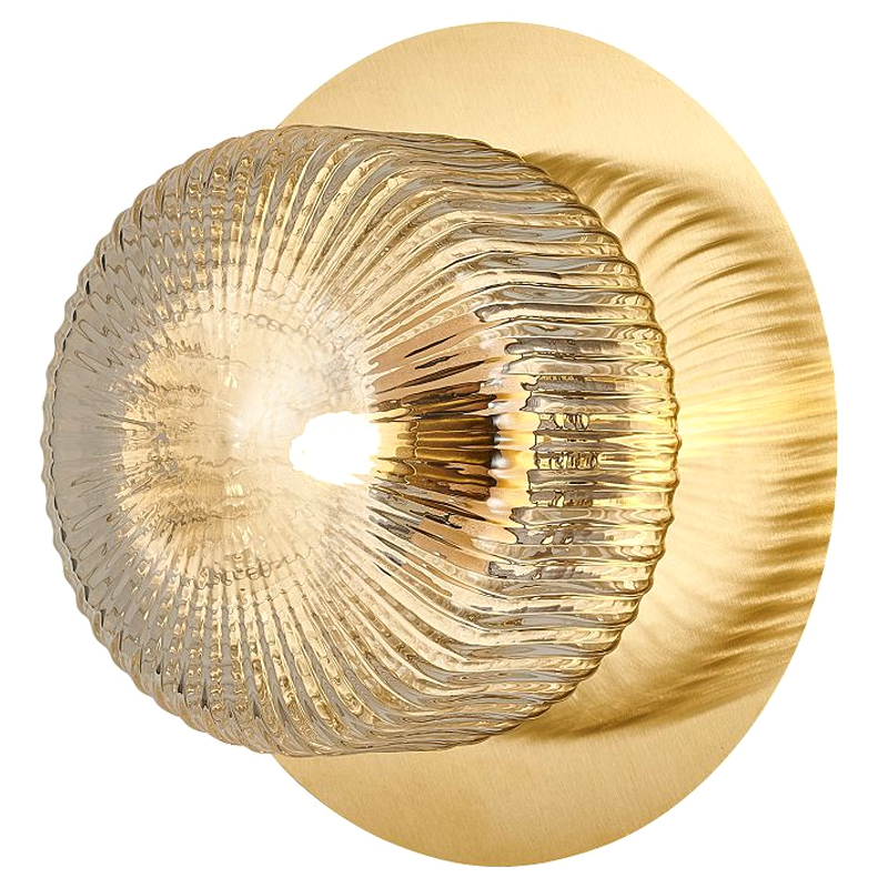 Бра с рельефным плафоном Blown Glass Латунь Прозрачный Бра с рельефным плафоном Blown Glass Латунь Прозрачный в Орле | Loft Concept